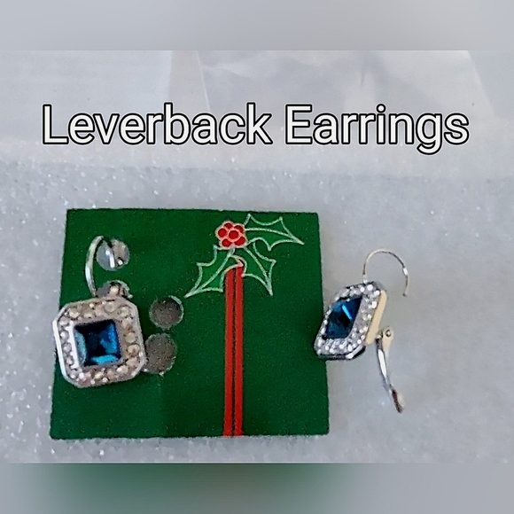 Leverback Blue Zircon Drop Earrings - Picture 13 of 15